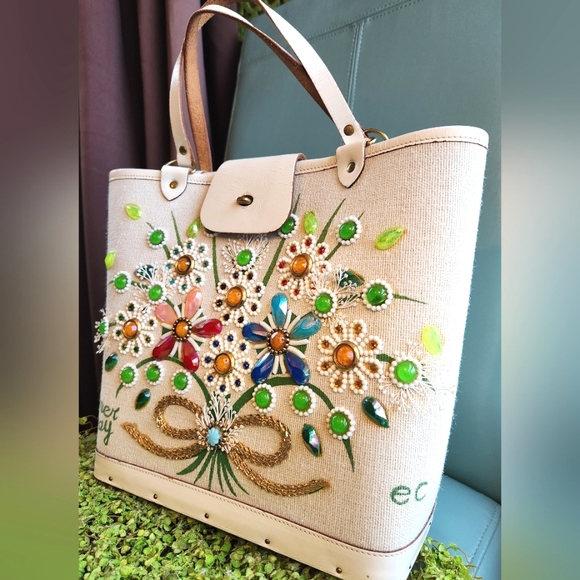 60s ENID COLLINS Summer Bokay Iconic Collector EC Texas Gems Purse Hand Bag EUVC - Picture 15 of 16